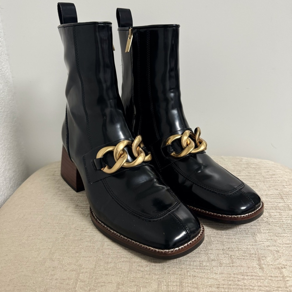 Steve Madden Loreen Womens Patent Square Toe Ankle Boots